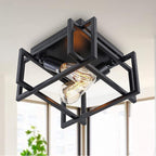 Contemporary Industrial Square Iron 2-light Semi-flush Mount Ceiling Light for Living Room