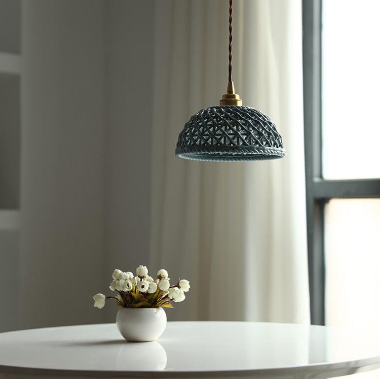Vintage Ceramic Lattice Design 1 - Light Pendant Light BulbSquare