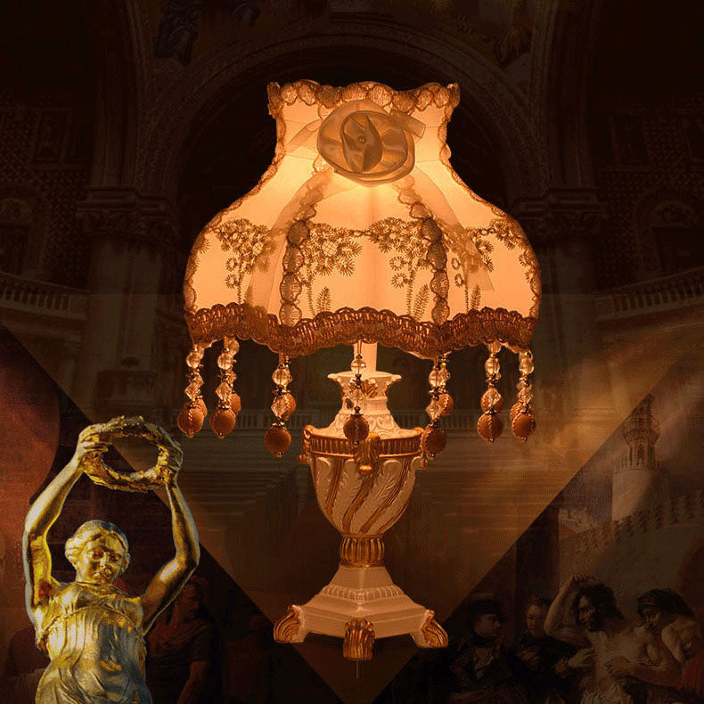 European Luxury Fabric Lace Resin 1-Light Table Lamp Lumendat