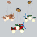 Lumendat Contemporary Creative Wooden Propeller Plane 3-Light Kids Chandelier For Living Room Lumendat