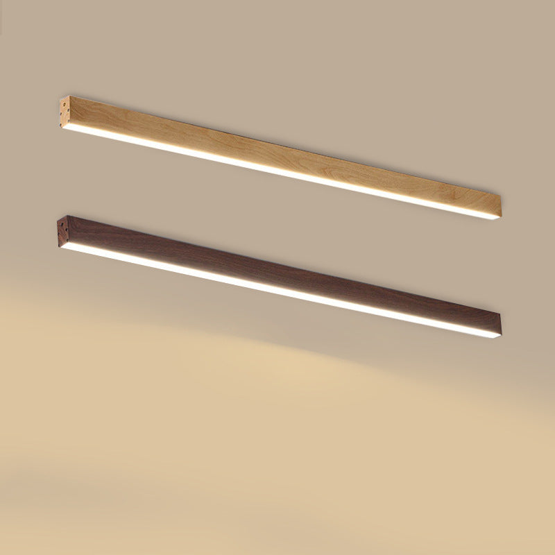 Modern Minimalist Wood Grain Aluminum Strips LED Flush Mount Ceiling Light BulbSquare