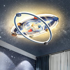 Lumendat Contemporary Creative Kids Round Spaceman Planet Iron Acrylic Resin LED Flush Mount Ceiling Light For Bedroom Lumendat