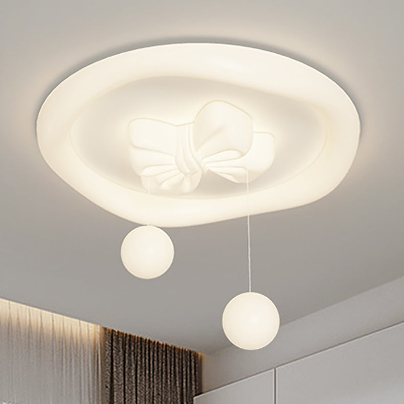 Lumendat Contemporary Creative Kids Round Bow Orb Iron Rolled Plastic LED Flush Mount Ceiling Light For Bedroom Lumendat