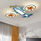 Lumendat Contemporary Creative Acrylic Hardware Cartoon Aircraft Blue LED Kids Flush Mount Ceiling Light For Bedroom Lumendat