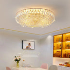 Modern Luxury Circle Iron Crystal 4/6/8/10 Light Flush Mount Ceiling Light For Living Room Lumendat