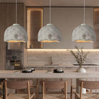Contemporary Nordic Rough Rock Texture Semicircular 1-light Pendant Light for Dining Room BulbSquare