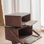 Lumendat Contemporary Creative Kids Robot Rectangular Cubic Wood Nightstand Swivel 2-Cabinet For Bedroom Lumendat