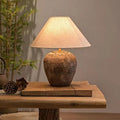 Modern Shabby Chic Cone Fabric Ceramic Jar 1-Light Table Lamp For Bedroom Lumendat