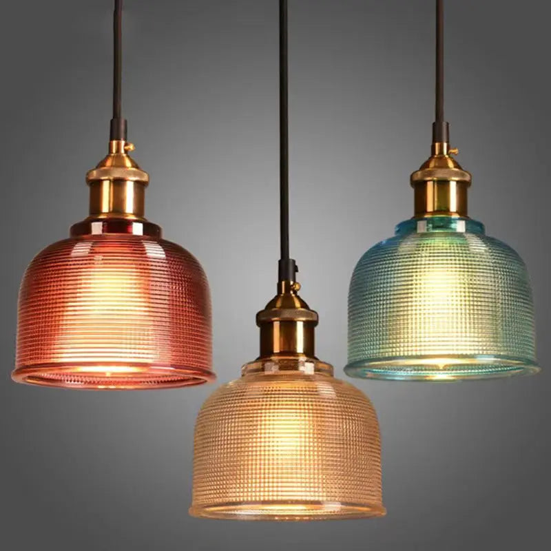 Vintage Textured Lattice Glass 1-light Pendant Light Lumendat