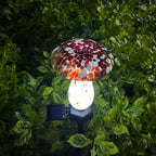 Contemporary Creative Colorful Mushroom Glass Shape LED Solar Waterproof Lawn Insert Light For Garden Lumendat