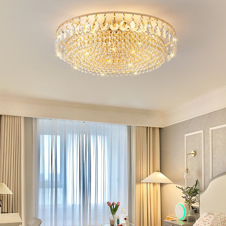 Modern Luxury Circle Iron Crystal 4/6/8/10 Light Flush Mount Ceiling Light For Living Room Lumendat