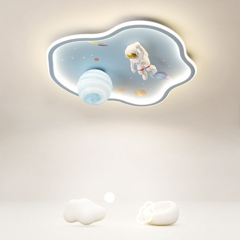 Lumendat Contemporary Creative Cartoon Planet Spaceman Acrylic LED Kids Flush Mount Ceiling Light For Living Room Lumendat