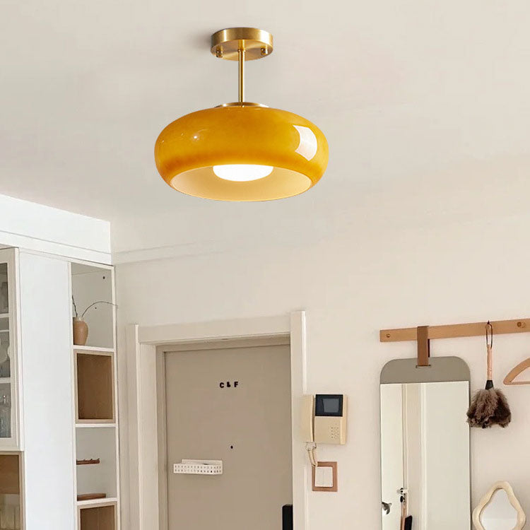 Contemporary Scandinavian Oval Iron Copper Glass 1-light Pendant Light for Bedroom