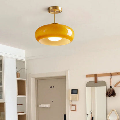Contemporary Scandinavian Oval Iron Copper Glass 1-light Pendant Light for Bedroom