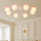 Modern Minimalist Round Sphere Iron Glass 4/6/8 Light Semi-Flush Mount Ceiling Light For Living Room