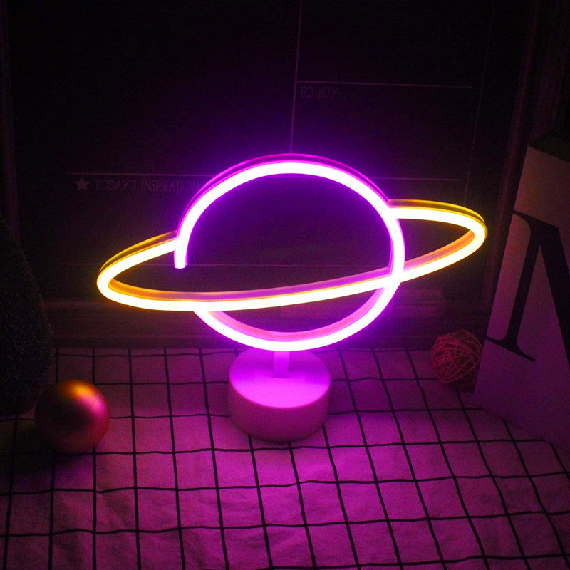 Modern Creative Planet Neon Plastic LED Night Light Table Lamp Lumendat