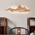 Modern Art Deco Round Mountain Shaped Wood Acrylic LED Wall Sconce Lamp For Living Room Lumendat