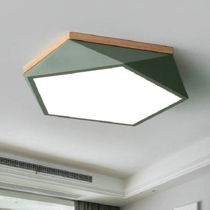 Contemporary Scandinavian Iron Acrylic Polygon LED Flush Mount Ceiling Light for Bedroom