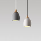 Traditional Japanese Cement Solid Wood Circle 1-light Pendant Light for Dining Room BulbSquare