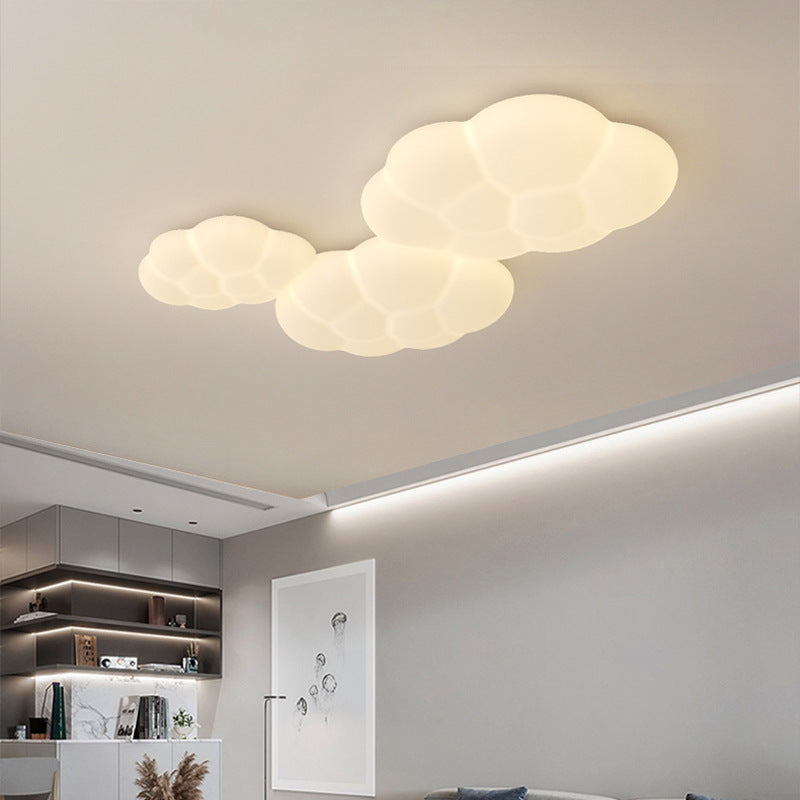 Contemporary Scandinavian Iron PE Cloud Shade LED Flush Mount Ceiling Light For Bedroom Lumendat