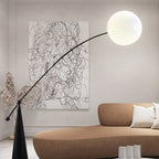 Contemporary Creative Tapered Base Fishing Rod Orb Iron Glass 1-Light Standing Floor Lamp For Living Room Lumendat