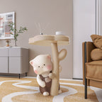 Lumendat Contemporary Creative Kids Cat Flower Resin End Table 1-Tray For Bedroom Lumendat