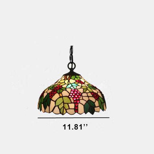 Vintage Tiffany Grape Stained Glass 1-light Pendant Light