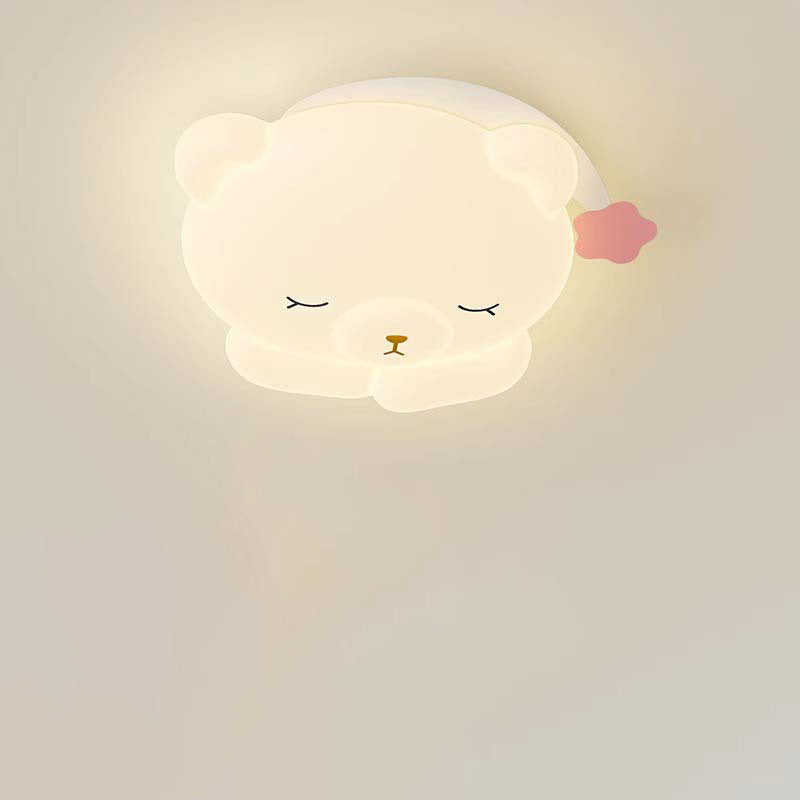 Lumendat Modern Art Deco Kids Iron PE Bear LED Flush Mount Ceiling Light For Bedroom Lumendat