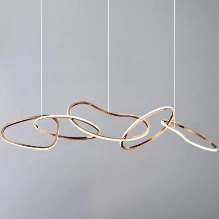 Contemporary Nordic Stainless Steel Round Toroidal LED Chandeliers for Dining Room Lumendat