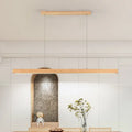 Contemporary Nordic Rubber Wood Acrylic Strip LED Island Light Chandelier for Dining Room BulbSquare