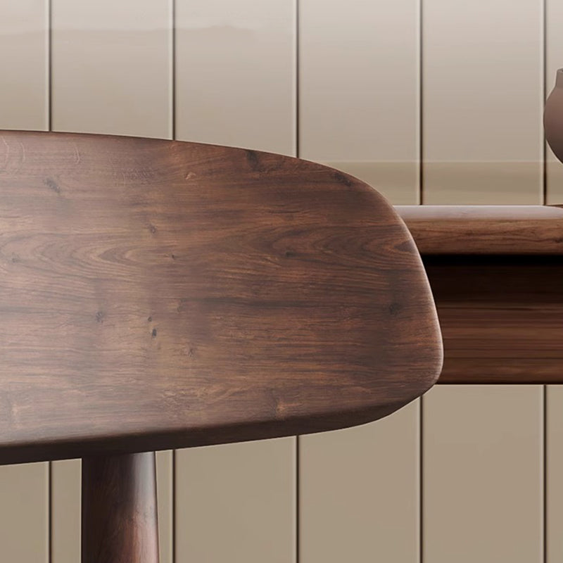 Traditional Vintage Square Rubberwood Solid Wood PU Leather Foam Sponge Armless Dining Chair For Dining Room