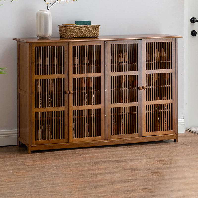 Traditional Rustic Rectangular Bamboo Medium Density Fiberboard Shoe Storage 2-Cabinet For Entryways Lumendat