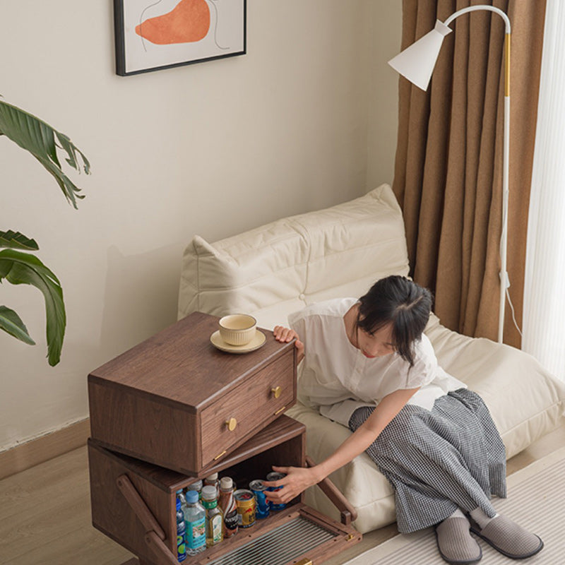 Lumendat Contemporary Creative Kids Robot Rectangular Cubic Wood Nightstand Swivel 2-Cabinet For Bedroom Lumendat