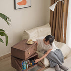 Lumendat Contemporary Creative Kids Robot Rectangular Cubic Wood Nightstand Swivel 2-Cabinet For Bedroom Lumendat