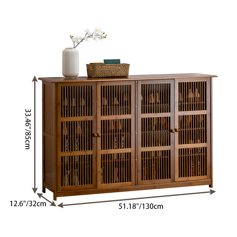 Traditional Rustic Rectangular Bamboo Medium Density Fiberboard Shoe Storage 2-Cabinet For Entryways Lumendat