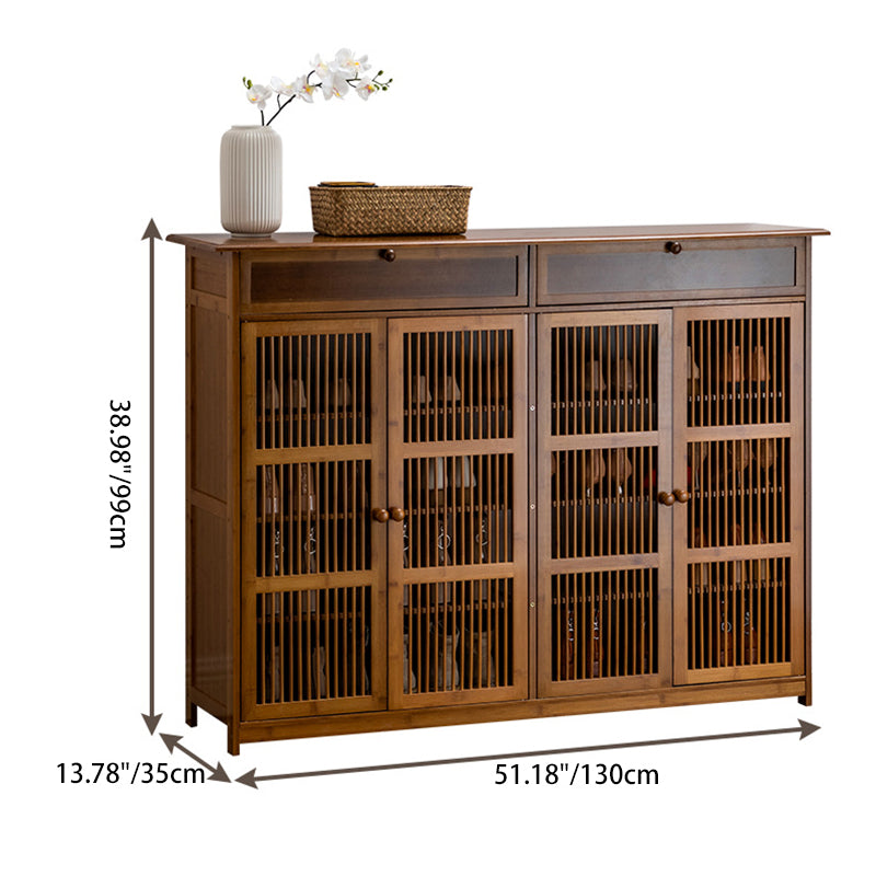 Traditional Rustic Rectangular Bamboo Medium Density Fiberboard Shoe Storage 2-Cabinet For Entryways Lumendat