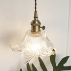 Contemporary Creative Floral Brass Glass 1-light Pendant Light for Living Room BulbSquare