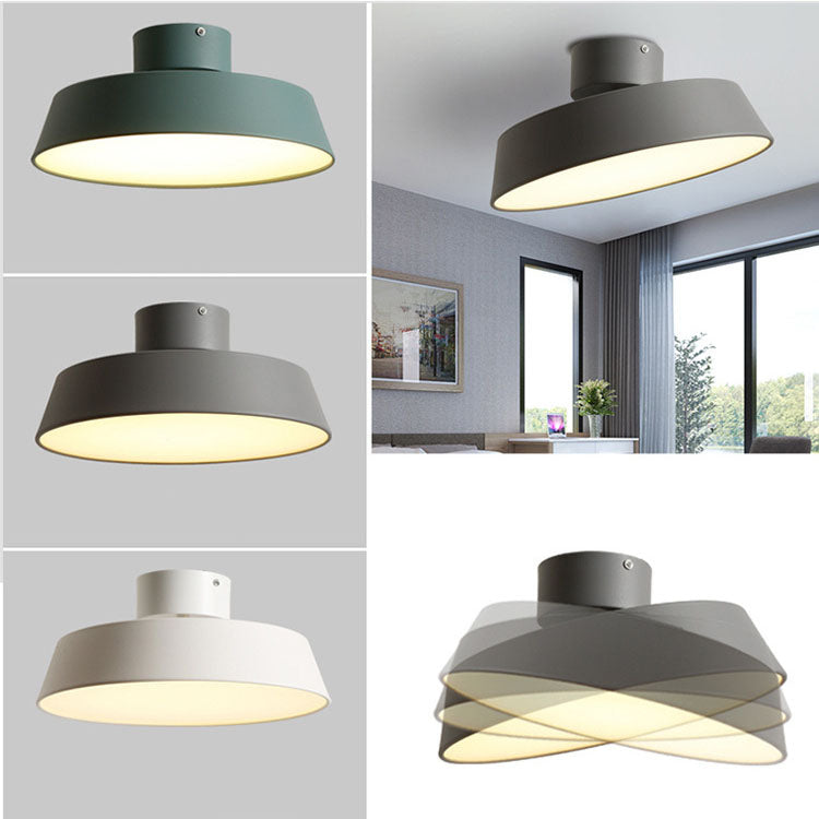 Nordic Minimalist Round Pot Iron LED Flush Mount Ceiling Light BulbSquare