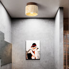 Japanese Minimalist Round Yellow Travertine Shade 1-light Semi-flush Mount Ceiling Light BulbSquare