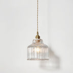 Modern Minimalist Copper Glass Semicircular 1-light Pendant Light for Bedroom