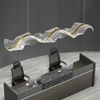 Contemporary Luxury Acrylic Corrugated Fluttering Tape Metal LED Island Light Pendant Light for Living Room BulbSquare