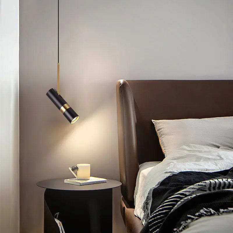 Contemporary Nordic Simplicity Metal Long Barrel 1-light Pendant Light for Bedroom BulbSquare