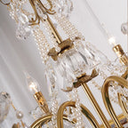 Traditional French Candelabra Flower Iron Crystal 3/6/8 Light Chandelier for Living Room BulbSquare