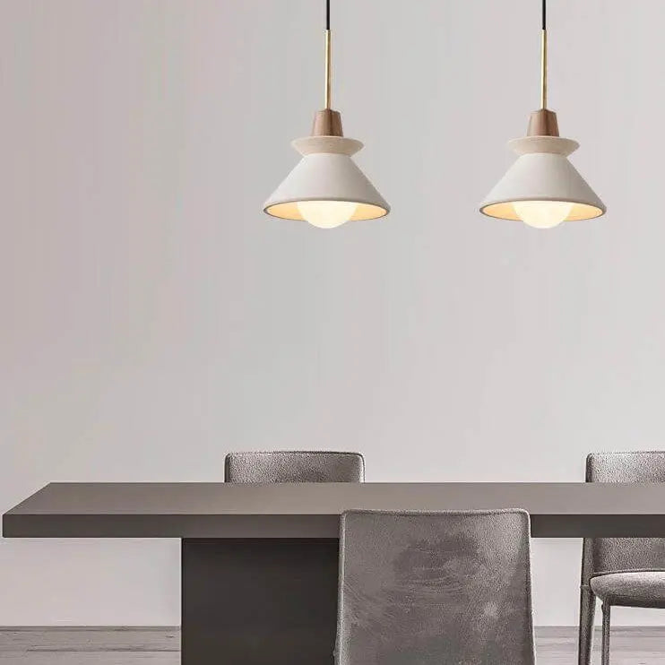 Nordic Minimalist White Cement 1-light Tapered Pendant Light modern luxury lighting fixture
