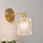 Japanese Vintage Brass Glass Cylinder 1-Light Wall Sconce Lamp Lumendat