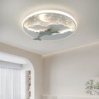Modern Art Deco Dolphin Round Acrylic Iron LED Flush Mount Ceiling Light for Living Room