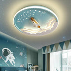 Lumendat Contemporary Creative Cartoon Rocket Unicorn Acrylic Round Shade LED Kids Flush Mount Ceiling Light For Bedroom Lumendat