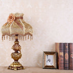European Vintage Fabric Tassel Resin Court 1-Light Table Lamp Lumendat