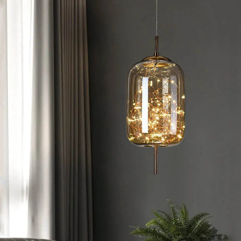 Contemporary Scandinavian Cylinder Oval Glass 1-light Pendant Light for Bedroom Lumendat