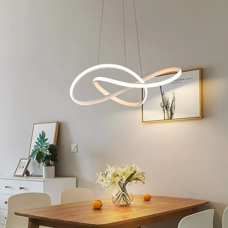 Modern Minimalist Aluminum Twist Ring LED Island Light Pendant Light for Dining Room